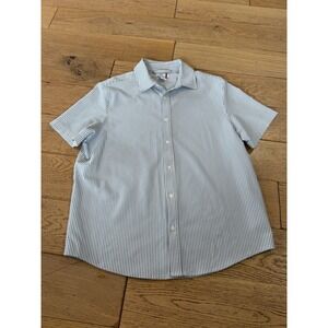 C&C California XL Seersucker Striped Short Sleeve Button Down Shirt Blue (681)